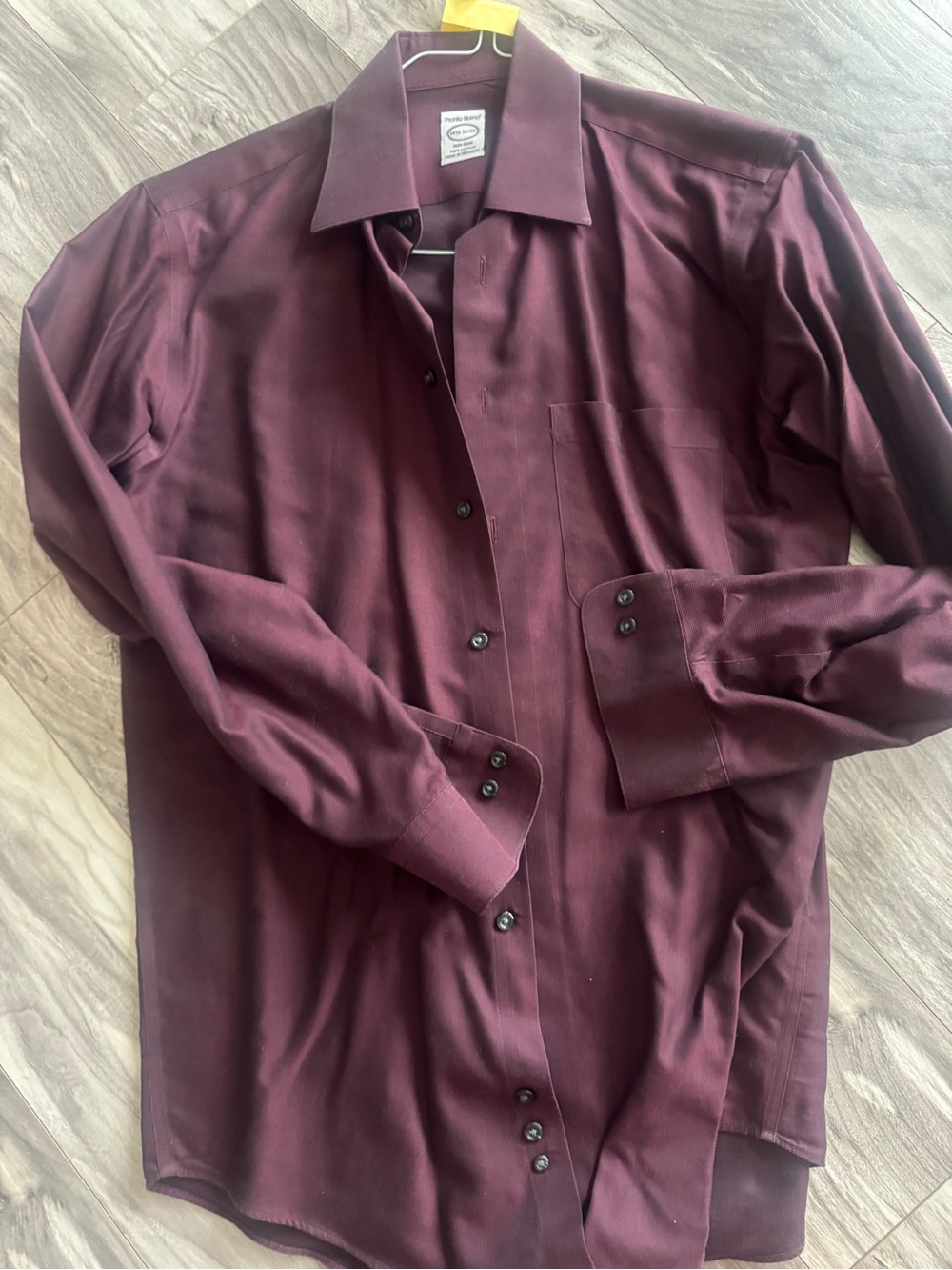 Pronto Uomo Men's Long Sleeve Dress Shirt - Burgundy